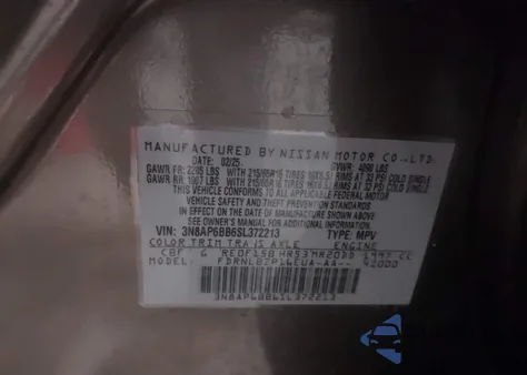 2025 Nissan Kicks S Intelligent Awd z USA, uszkodzony, nr VIN 3N8AP6BB6SL372213